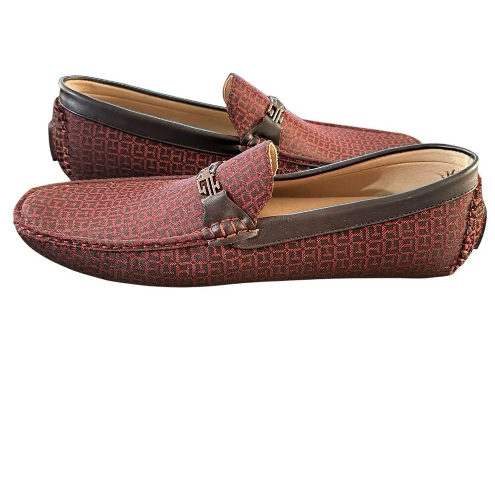 Royal Shoes Mens Loafer Moccasin Driving Burgundy Black Geo Casual Size 13